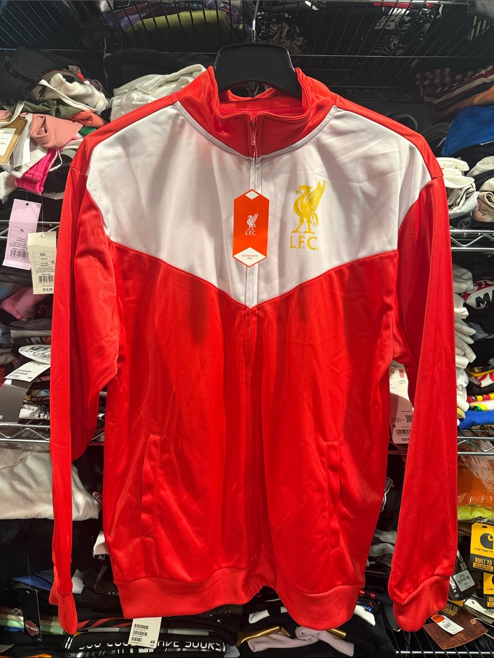 Liverpool FC Men's Red and White Performance Track Jacket
